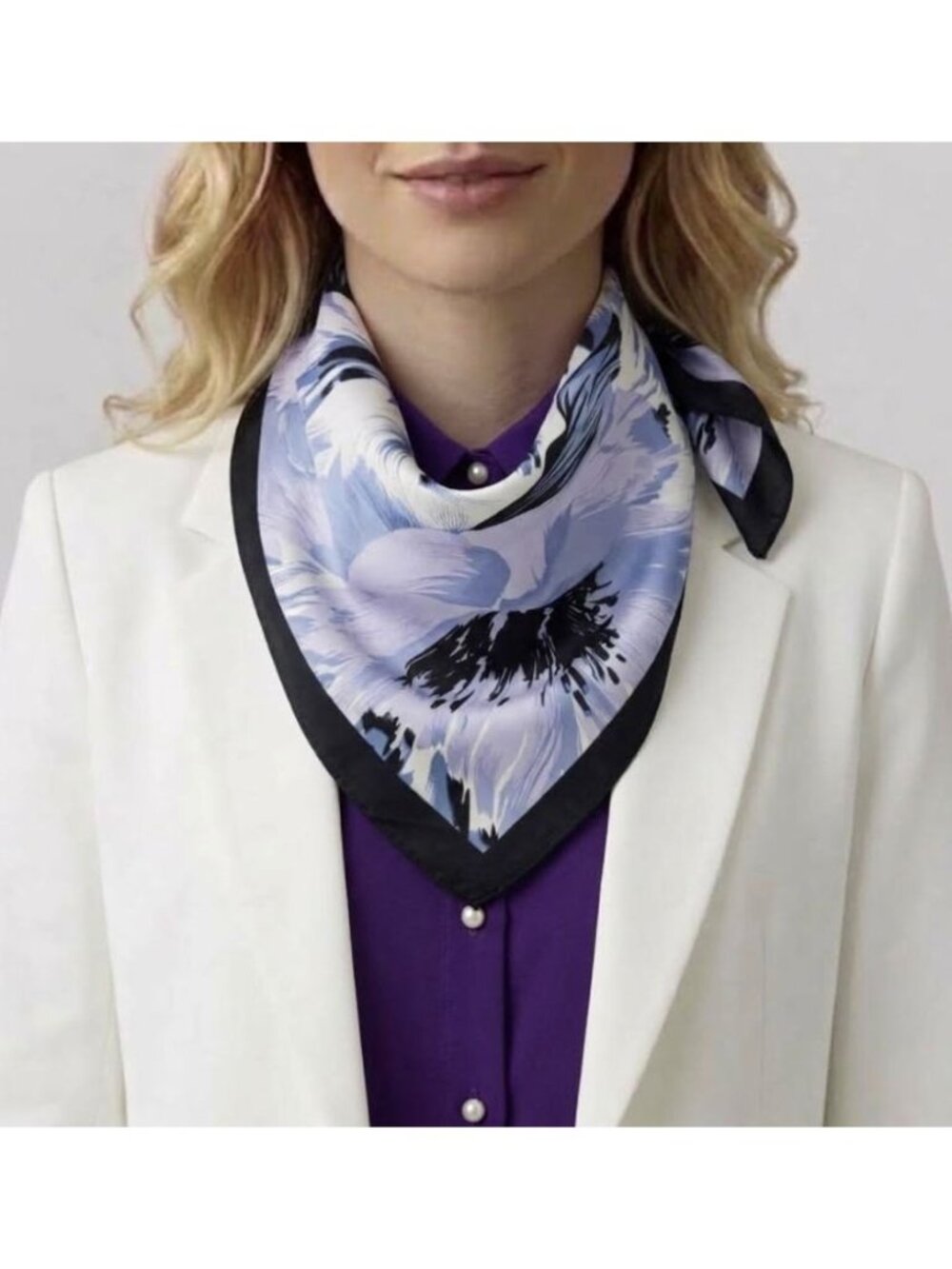 ⭐Luxury Elegant Bandana Square Silky Scarf Floral Red White Soft headband hijab